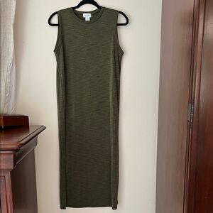 Nicole Miller Sleeveless Khaki Midi Dress